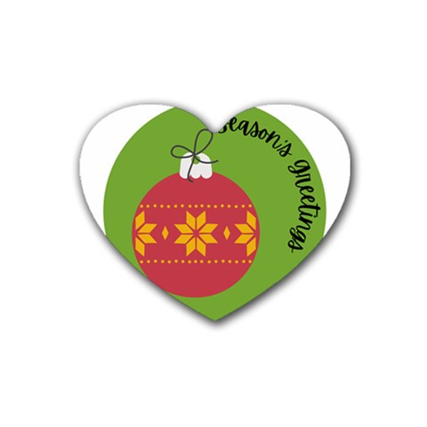 Seasons Greeting Christmas Ornament  Rubber Coaster (Heart) from ArtsNow.com Front