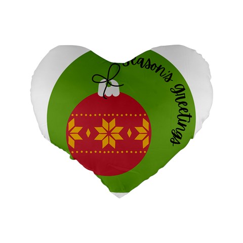 Seasons Greeting Christmas Ornament  Standard 16  Premium Flano Heart Shape Cushions from ArtsNow.com Back