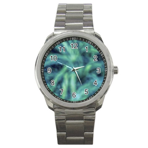Blue Abstract Stars Sport Metal Watch from ArtsNow.com Front