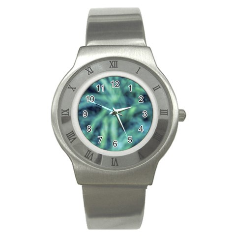 Blue Abstract Stars Stainless Steel Watch from ArtsNow.com Front