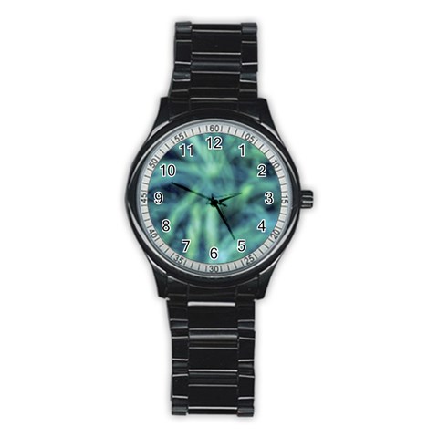 Blue Abstract Stars Stainless Steel Round Watch from ArtsNow.com Front