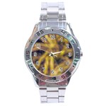 Yellow Abstract Stars Stainless Steel Analogue Watch