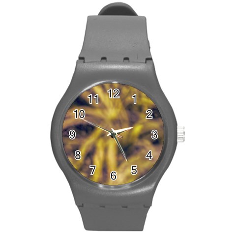 Yellow Abstract Stars Round Plastic Sport Watch (M) from ArtsNow.com Front