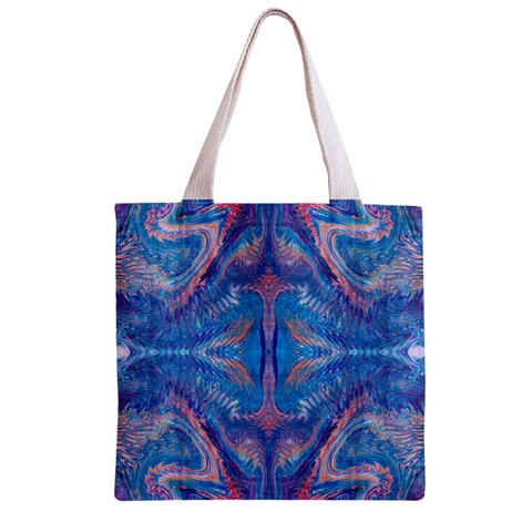 Blue Repeats Zipper Grocery Tote Bag from ArtsNow.com Front