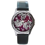 Grapes On Purple Round Metal Watch