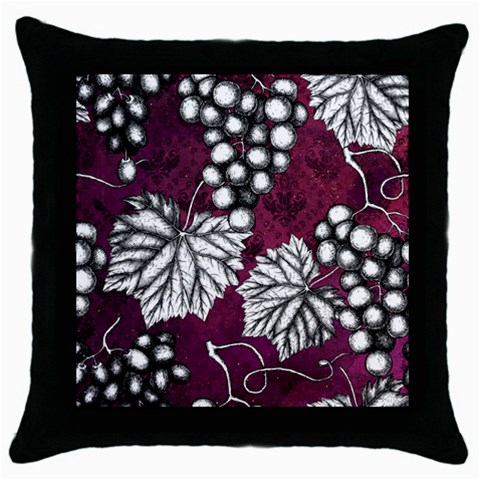 Grapes On Purple Throw Pillow Case (Black) from ArtsNow.com Front