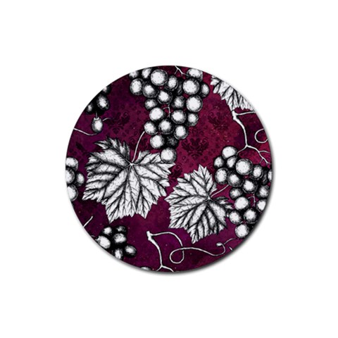 Grapes On Purple Rubber Round Coaster (4 pack) from ArtsNow.com Front