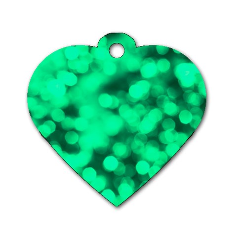 Light Reflections Abstract No10 Green Dog Tag Heart (One Side) from ArtsNow.com Front