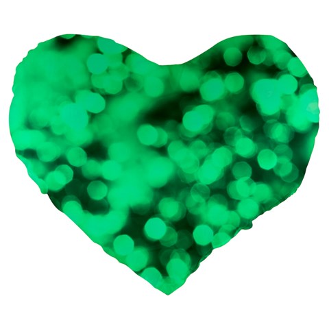 Light Reflections Abstract No10 Green Large 19  Premium Flano Heart Shape Cushions from ArtsNow.com Front