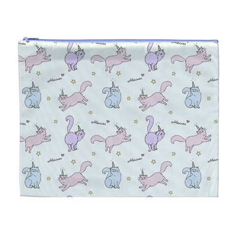 Unicorn Cats Pattern 2 Cosmetic Bag (XL) from ArtsNow.com Front