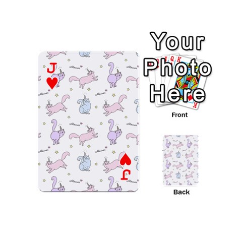Jack Unicorn Cats Pattern 2 Playing Cards 54 Designs (Mini) from ArtsNow.com Front - HeartJ