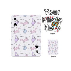 Unicorn Cats Pattern 2 Playing Cards 54 Designs (Mini) from ArtsNow.com Front - Spade5
