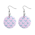 Narwales Stars  Pattern Pink Mini Button Earrings
