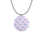 Narwales Stars  Pattern Pink 1  Button Necklace