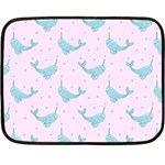 Narwales Stars  Pattern Pink Double Sided Fleece Blanket (Mini) 