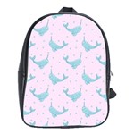 Narwales Stars  Pattern Pink School Bag (Large)