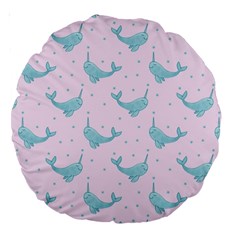 Narwales Stars  Pattern Pink Large 18  Premium Round Cushions from ArtsNow.com Front