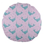 Narwales Stars  Pattern Pink Large 18  Premium Round Cushions