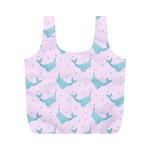 Narwales Stars  Pattern Pink Full Print Recycle Bag (M)