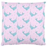 Narwales Stars  Pattern Pink Large Flano Cushion Case (Two Sides)