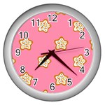 Cookies Pattern Pink Wall Clock (Silver)