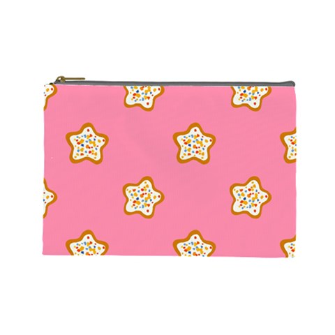 Cookies Pattern Pink Cosmetic Bag (Large) from ArtsNow.com Front