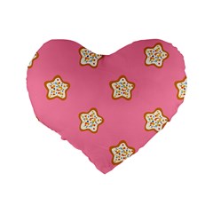 Cookies Pattern Pink Standard 16  Premium Flano Heart Shape Cushions from ArtsNow.com Back