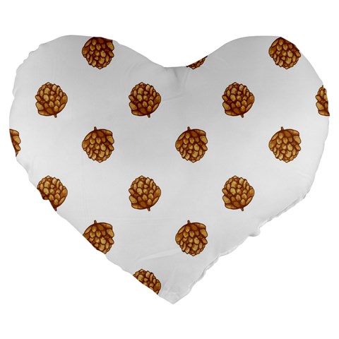 Pine cones White Large 19  Premium Heart Shape Cushions from ArtsNow.com Front