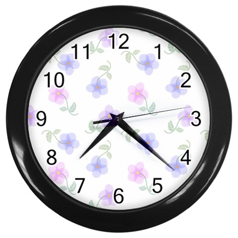 Flowers Pattern Wall Clock (Black) from ArtsNow.com Front