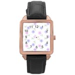 Flowers Pattern Rose Gold Leather Watch 