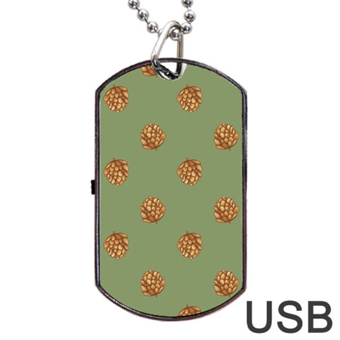Pine cones green Dog Tag USB Flash (One Side) from ArtsNow.com Front