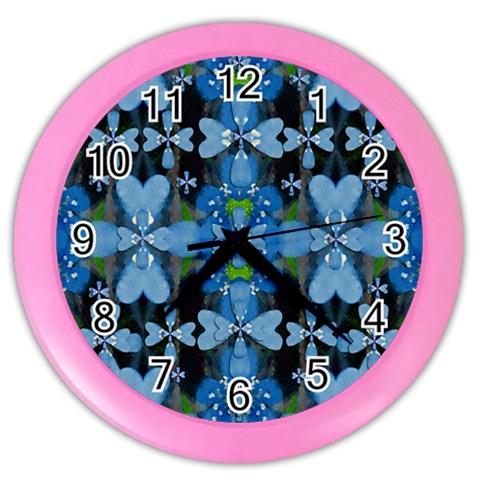 Rare Excotic Blue Flowers In The Forest Of Calm And Peace Color Wall Clock from ArtsNow.com Front