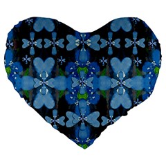 Rare Excotic Blue Flowers In The Forest Of Calm And Peace Large 19  Premium Flano Heart Shape Cushions from ArtsNow.com Front