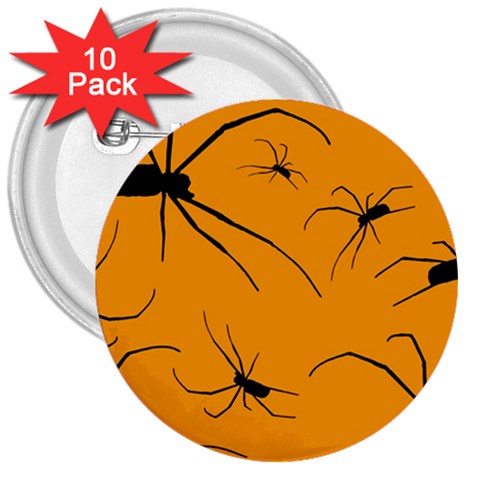 Scary Long Leg Spiders 3  Buttons (10 pack)  from ArtsNow.com Front