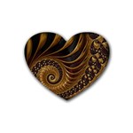 Shell Fractal In Brown Rubber Heart Coaster (4 pack)