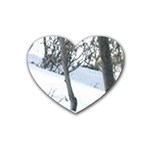 winter forest Rubber Coaster (Heart)