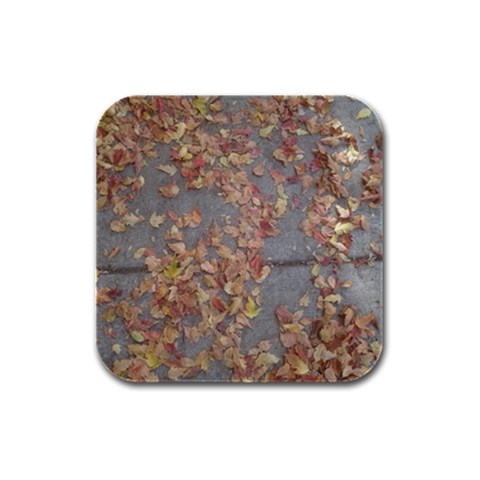 Sidewalk Leaves Rubber Square Coaster (4 pack) from ArtsNow.com Front
