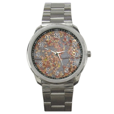 Sidewalk Leaves Sport Metal Watch from ArtsNow.com Front