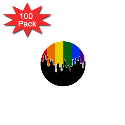 Gay Pride Flag Rainbow Drip On Black Blank Black For Designs 1  Mini Buttons (100 pack)  from ArtsNow.com Front