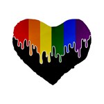 Gay Pride Flag Rainbow Drip On Black Blank Black For Designs Standard 16  Premium Heart Shape Cushions