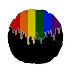 Gay Pride Flag Rainbow Drip On Black Blank Black For Designs Standard 15  Premium Flano Round Cushions