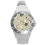 Folk flowers print Floral pattern Ethnic art Round Plastic Sport Watch (L)