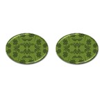 Floral folk damask pattern Fantasy flowers Floral geometric fantasy Cufflinks (Oval)