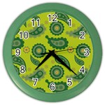 Floral pattern paisley style Paisley print. Doodle background Color Wall Clock