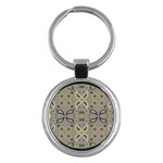 Floral folk damask pattern Fantasy flowers Floral geometric fantasy Key Chain (Round)