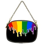 Gay Pride Flag Rainbow Drip On Black Blank Black For Designs Chain Purse (One Side)