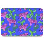 Pink Tigers On A Blue Background Large Doormat 