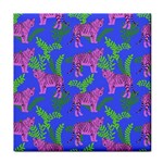 Pink Tigers On A Blue Background Face Towel