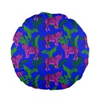 Pink Tigers On A Blue Background Standard 15  Premium Flano Round Cushions
