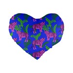 Pink Tigers On A Blue Background Standard 16  Premium Flano Heart Shape Cushions